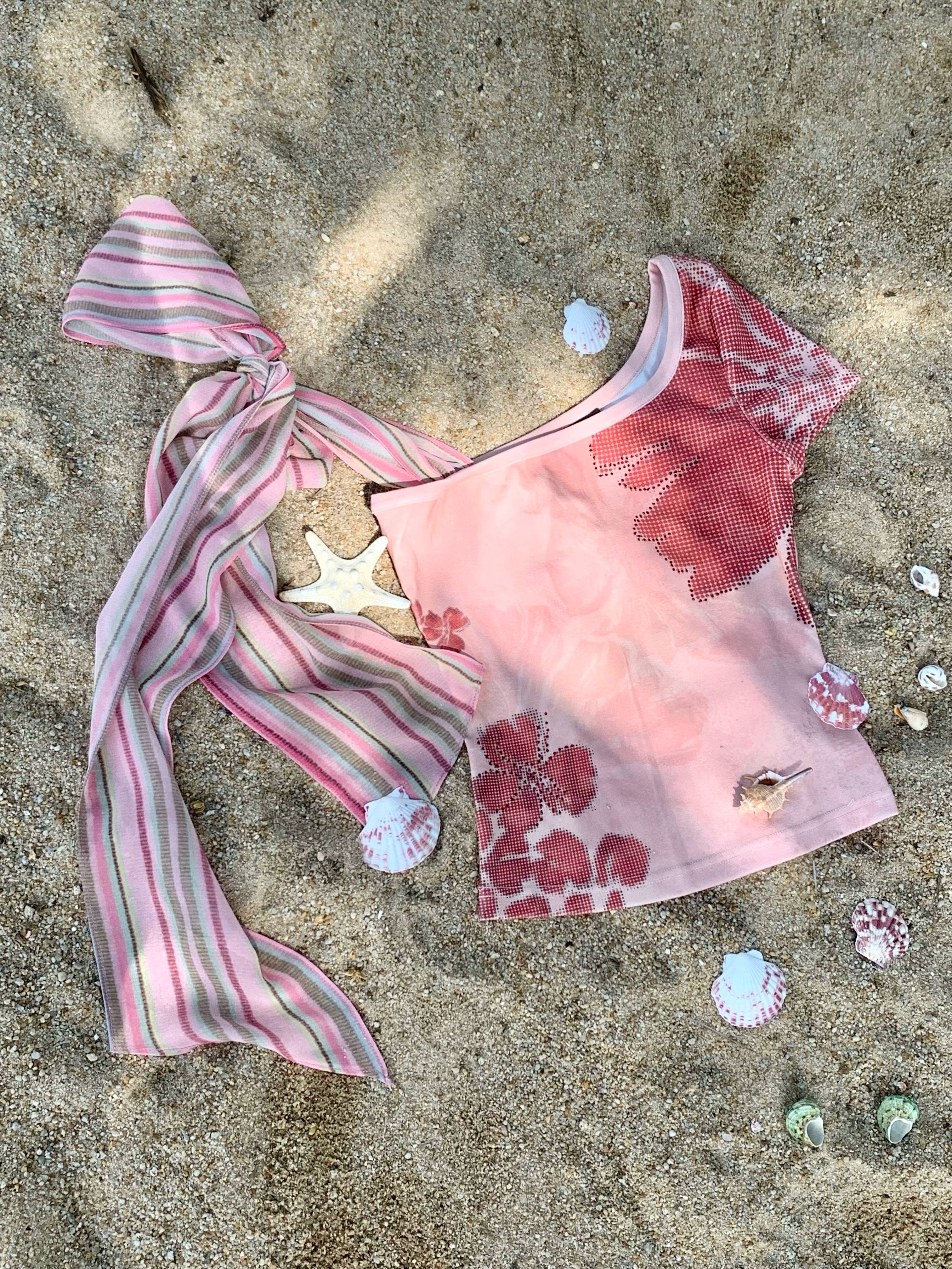 Blush Mirage Asymmetrical Scarf Top