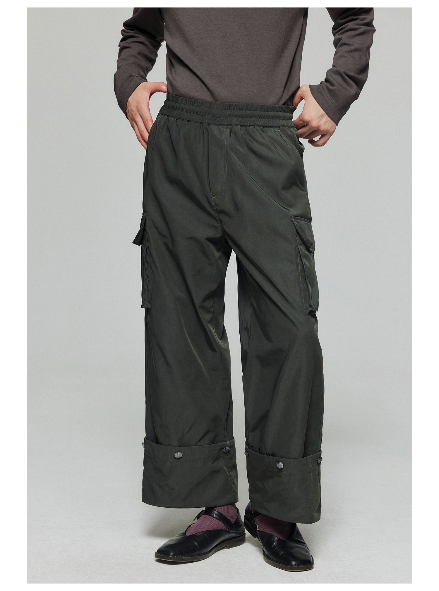 Adjustable Cuffs Nylon Cargo Pants