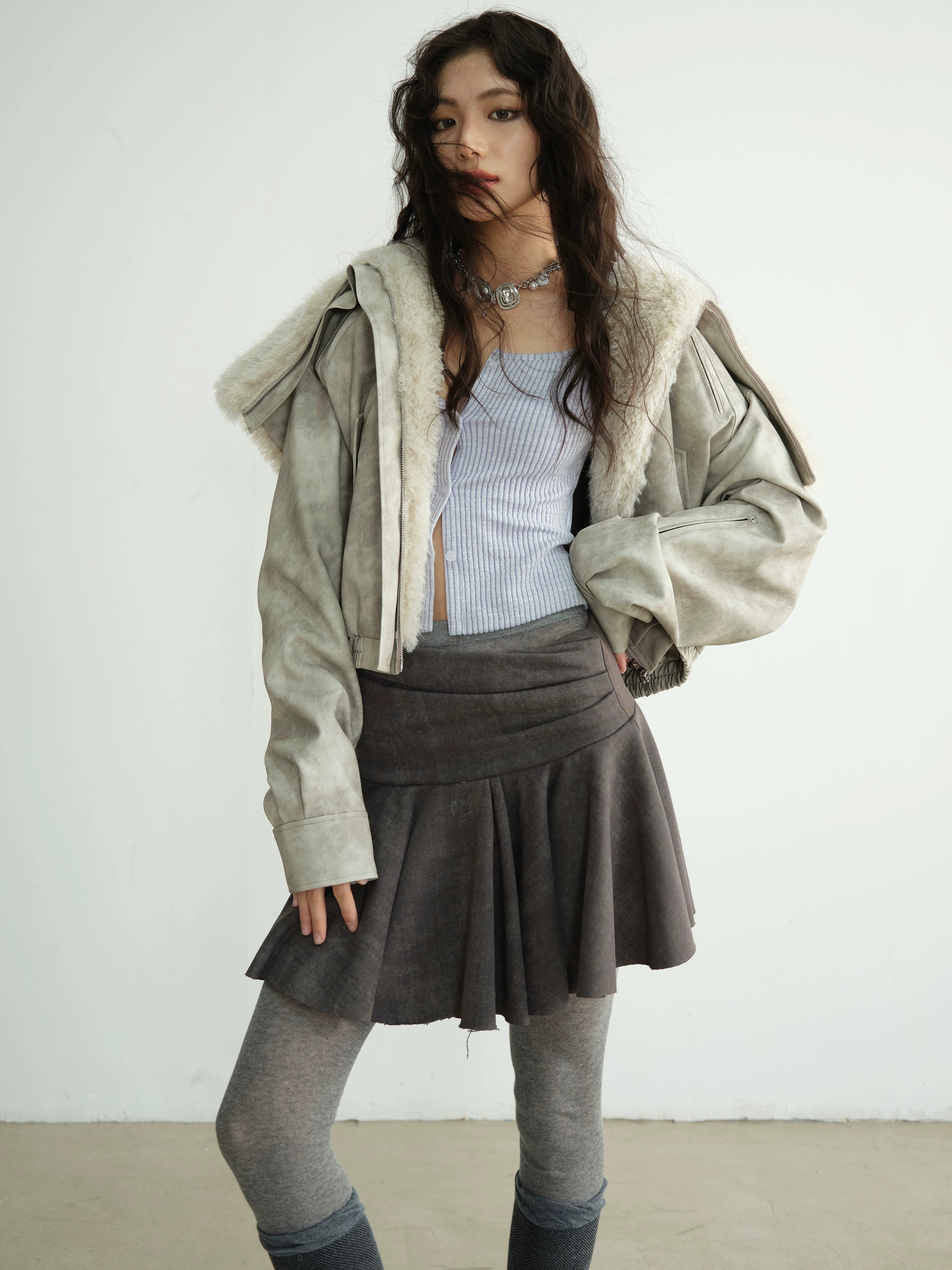 Faux Shearling Hooded Jacket