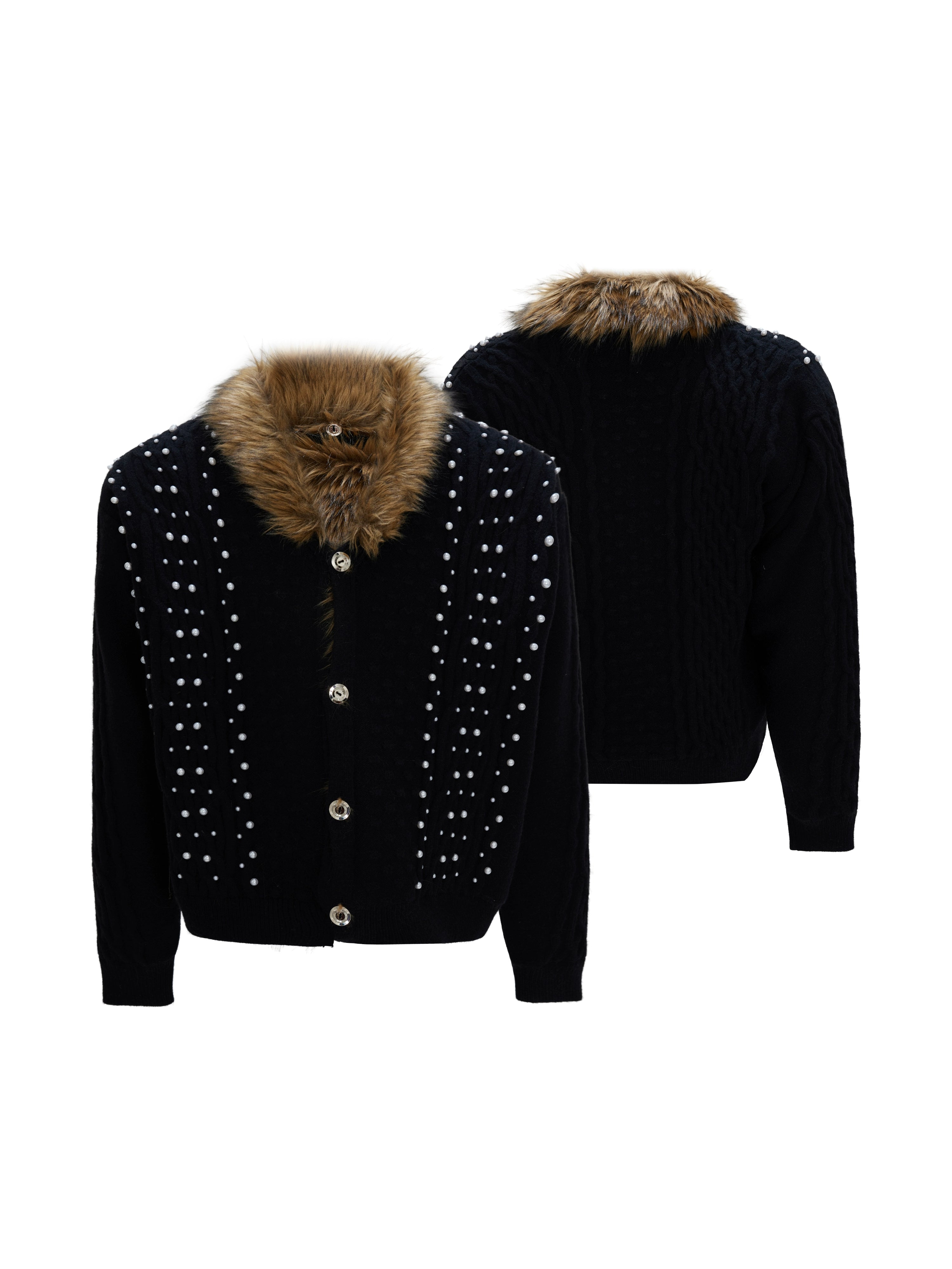 Pearl Frost Fur Collar Cardigan