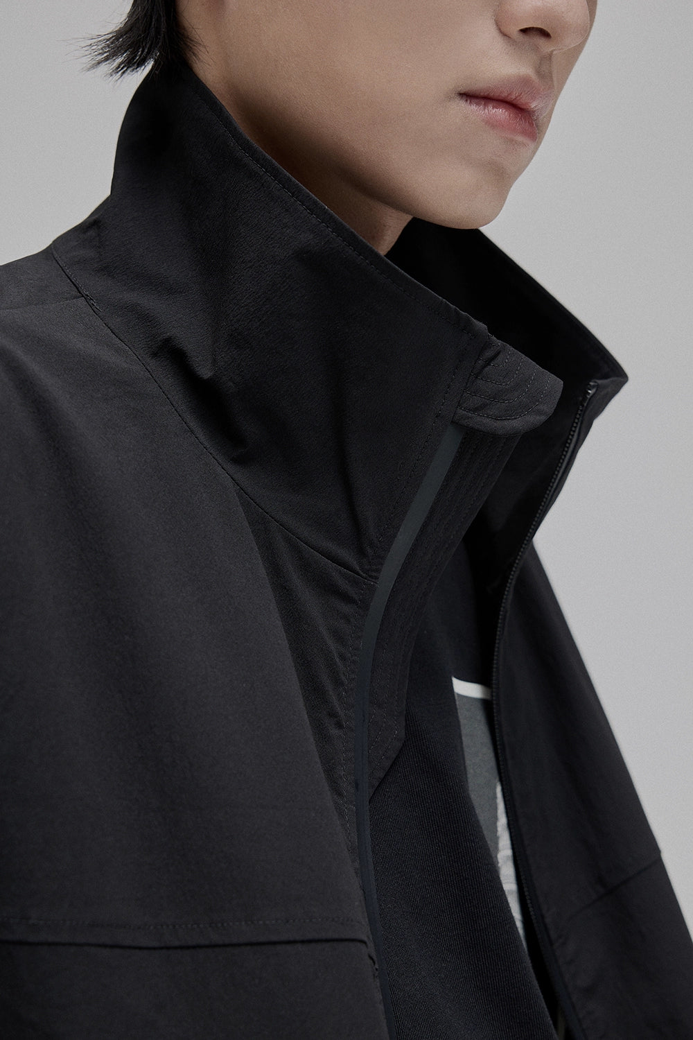 Zipper High-Neck Structural Windbreaker Jacket