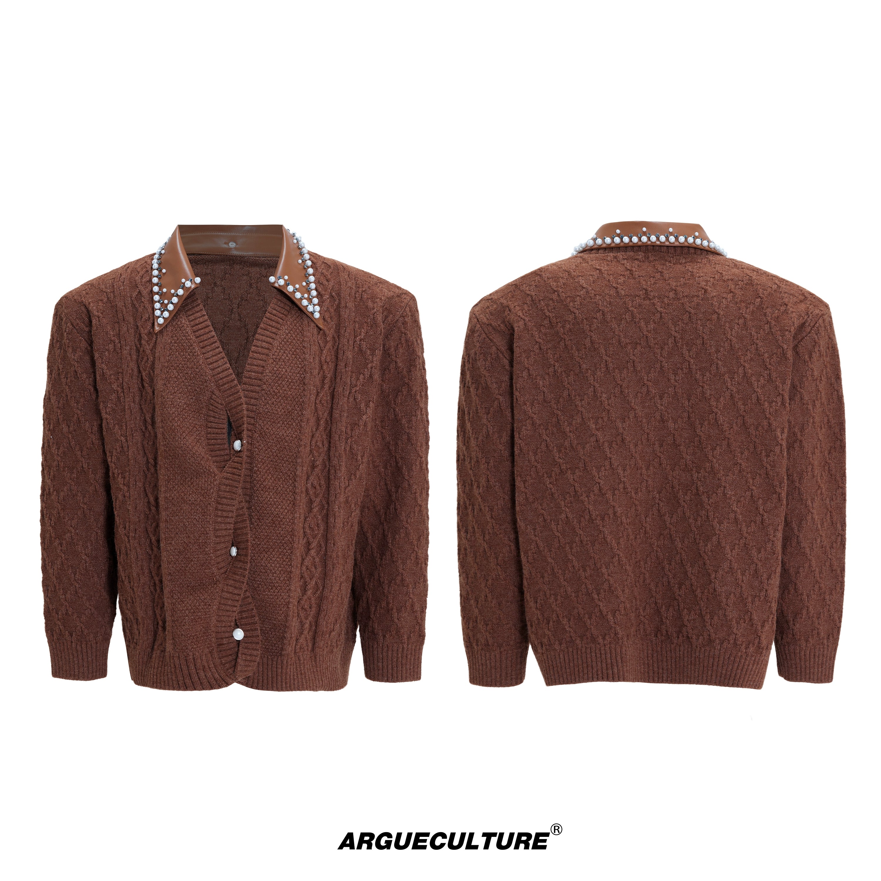 Cable Stud Collar Cardigan