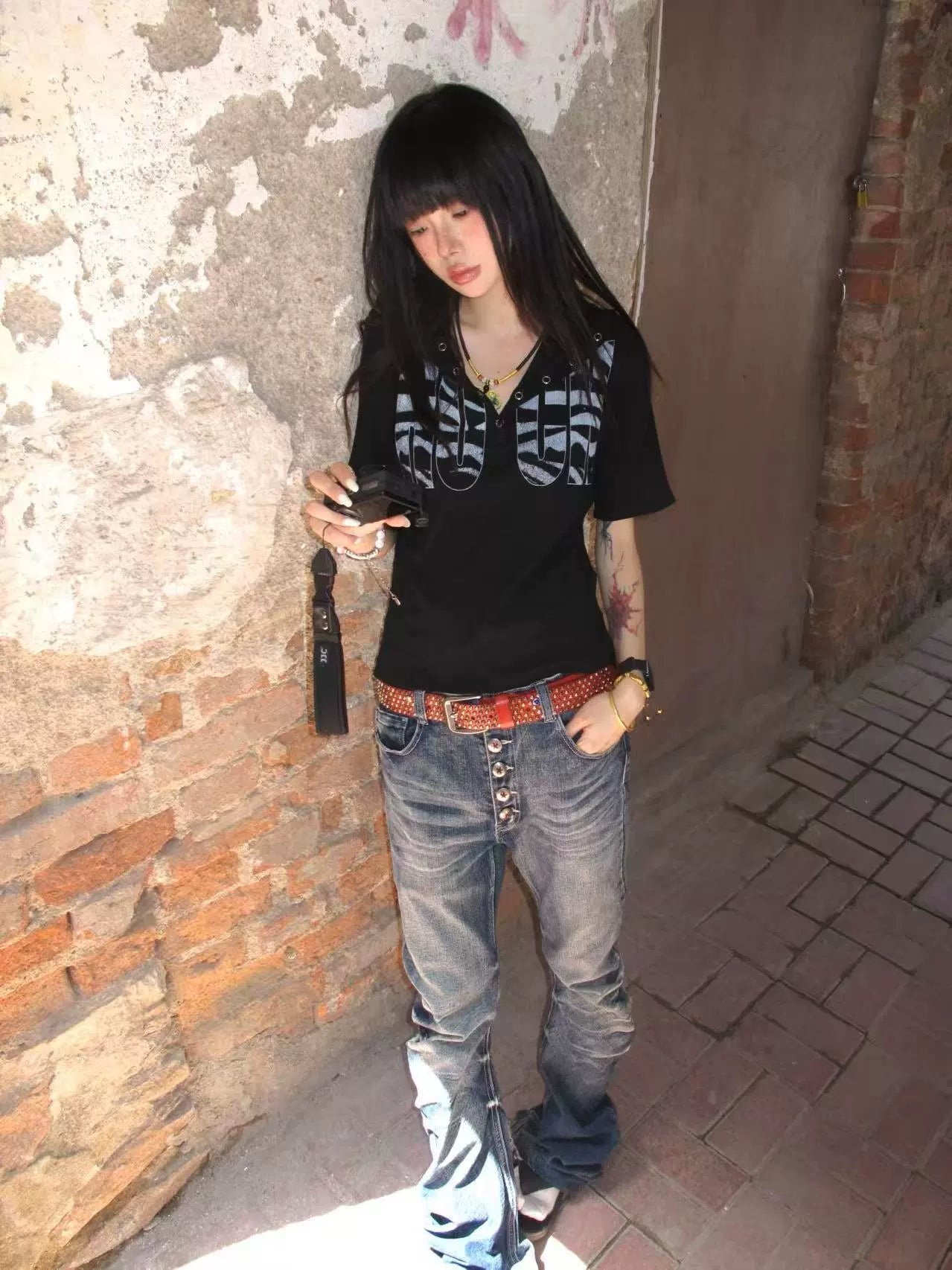 Midnight Rivet Shadow Hoodie Tee