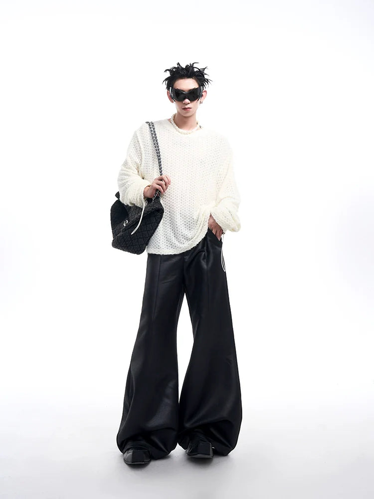 Drawstring Textured Turtleneck Sweater