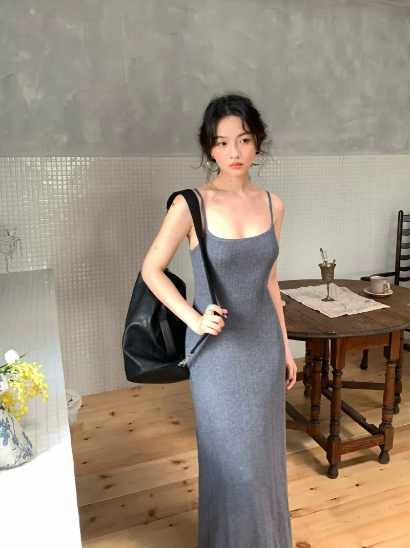 Knit Sleeveless Maxi Dress and Cardigan Setup
