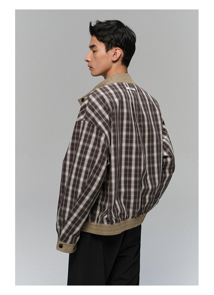 Plaid-Lined Reversible Harrington Jacket