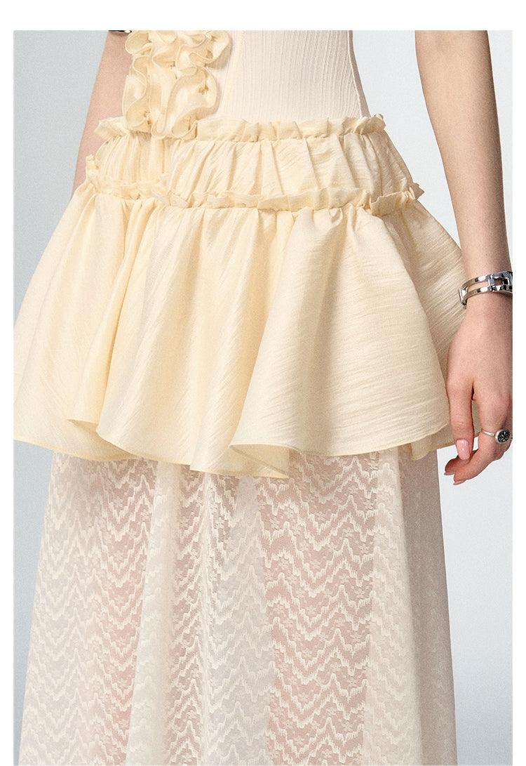 Of Akiva Vintage-Inspired Ruffled Halter Dress - Women'S Tiered Maxi Gown With Plunging Neckline