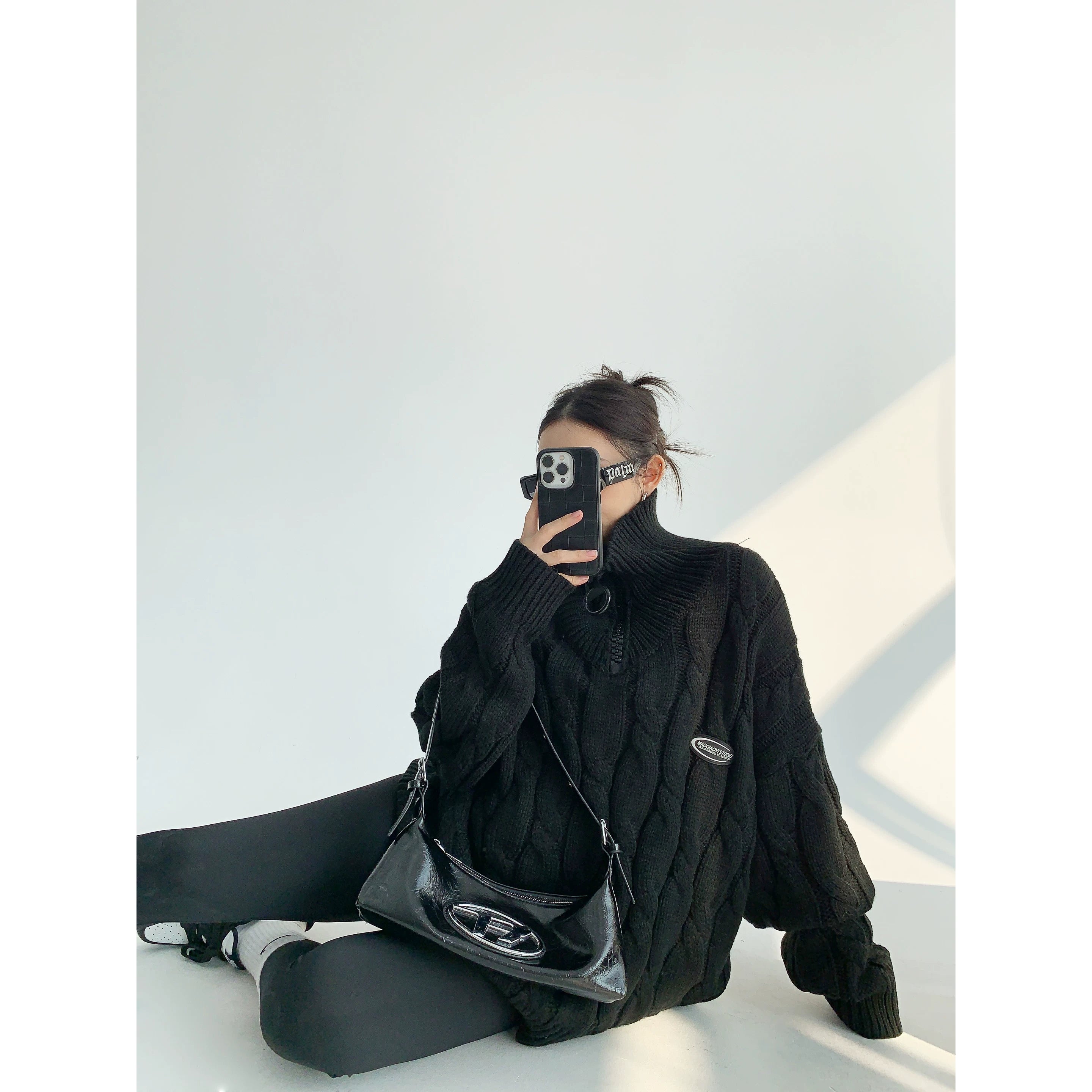 Frost Cable Zip Knit Sweater