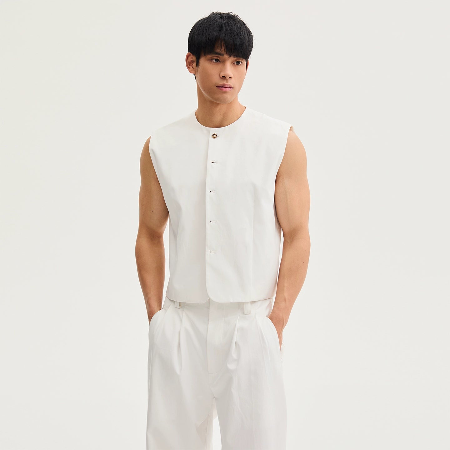 IvoryPlane Minimal Button Vest