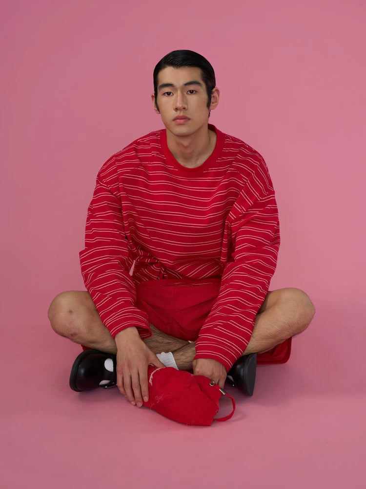 Driftline Pinstripe Oversized Long-Sleeve Tee