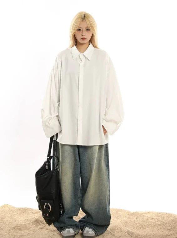 Oversized Loose Button-Down Shirt