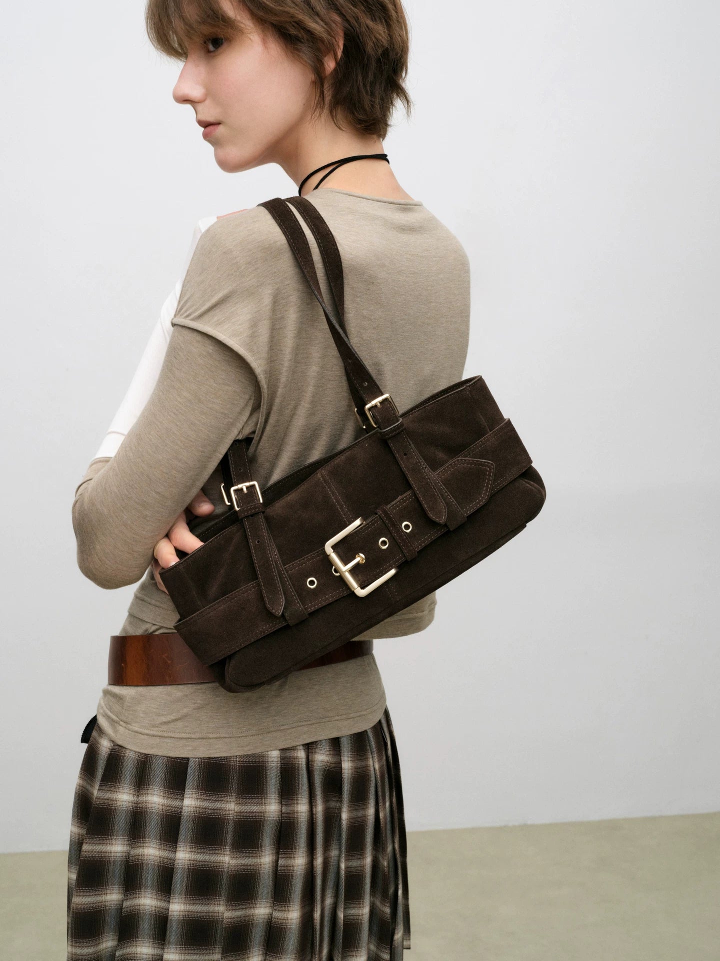 Weathered Buckle Baguette Shoulder Bag - view 2