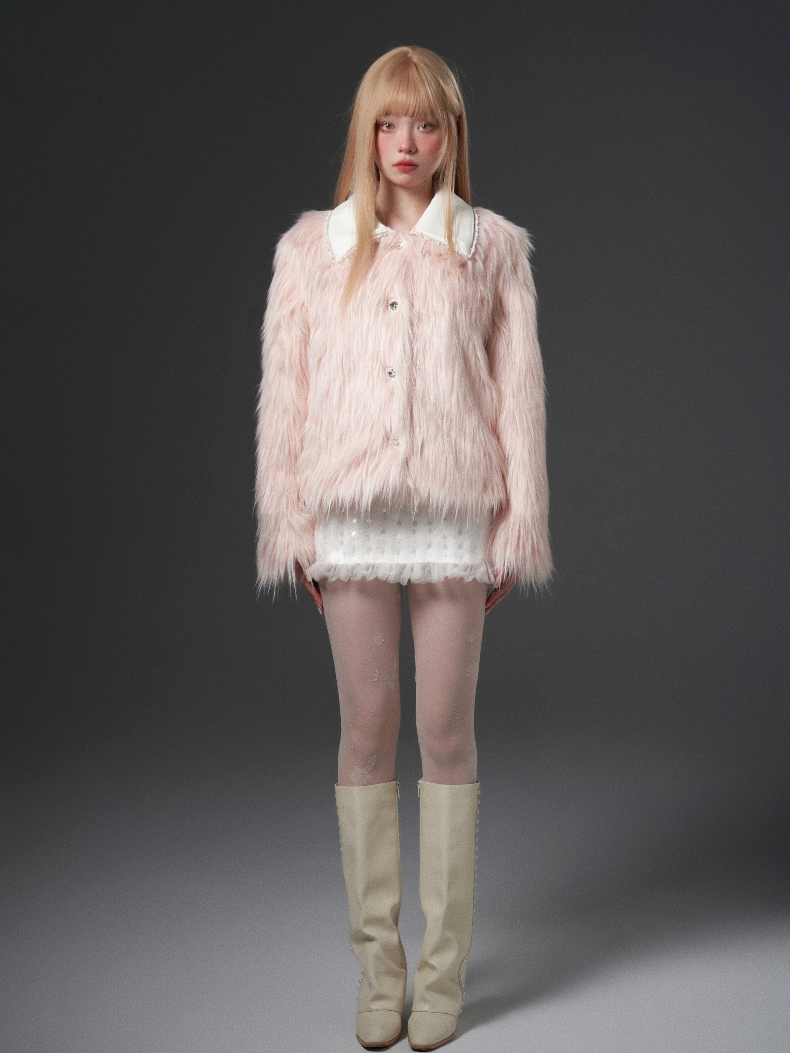 Pink Faux Fur Coat