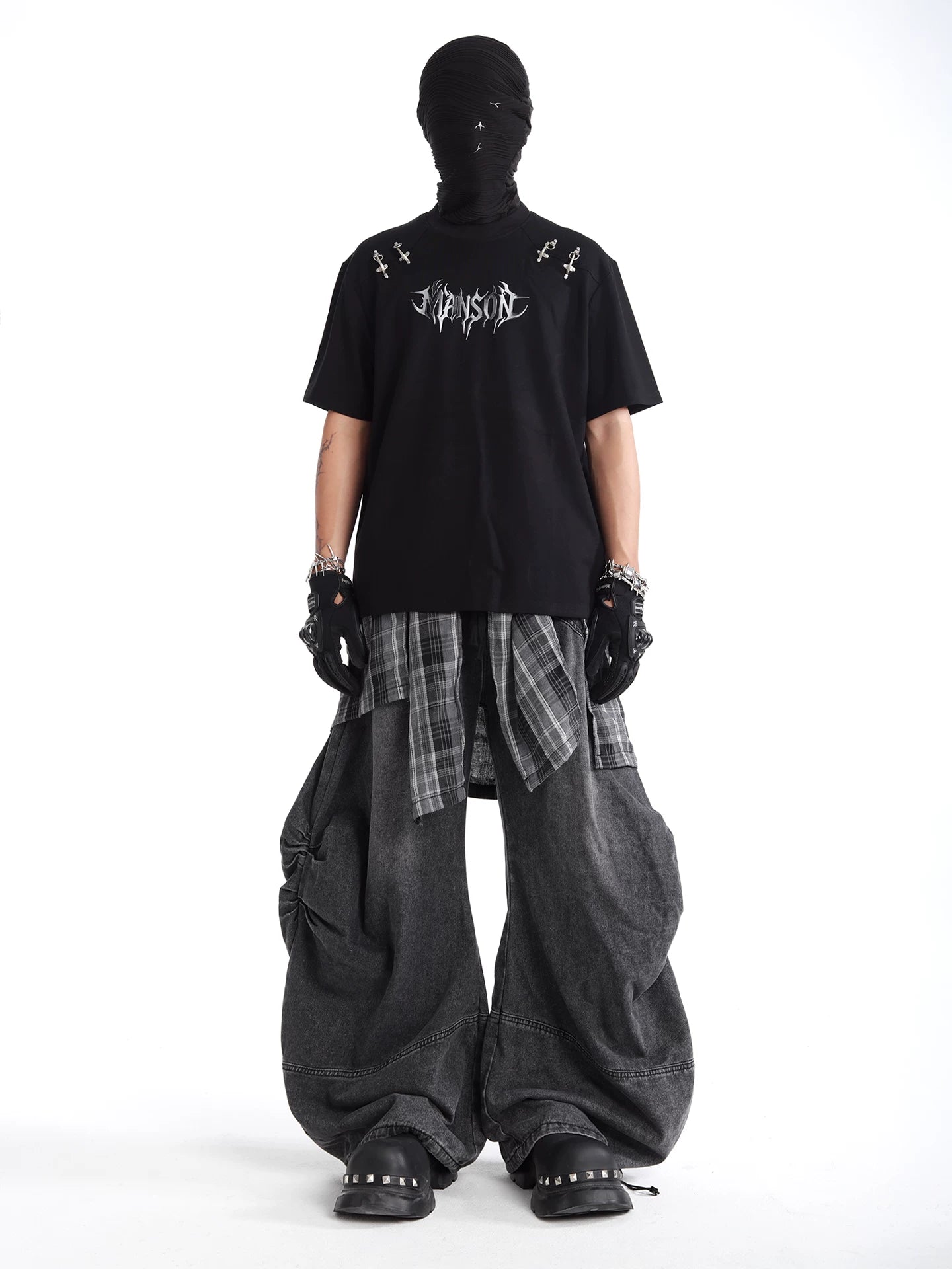 Plaid Drift Balloon Jeans