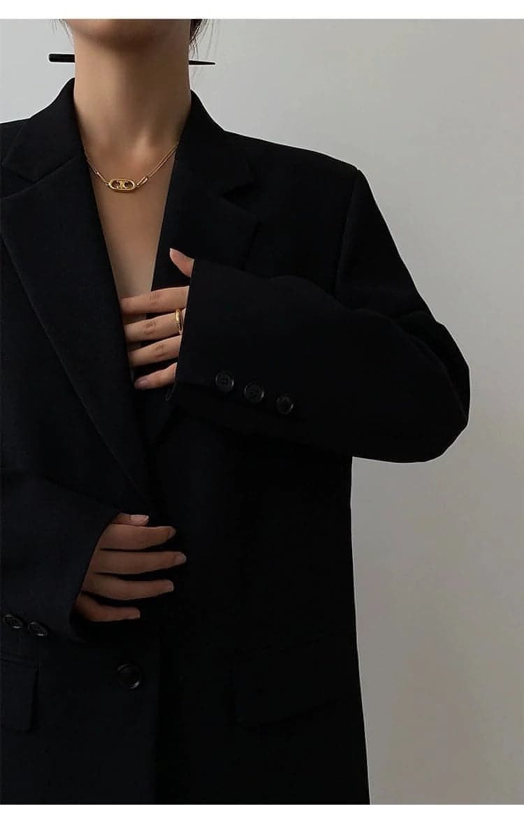 Autumn Collection - Black Loose-Fit Korean Style Blazer - chiclara