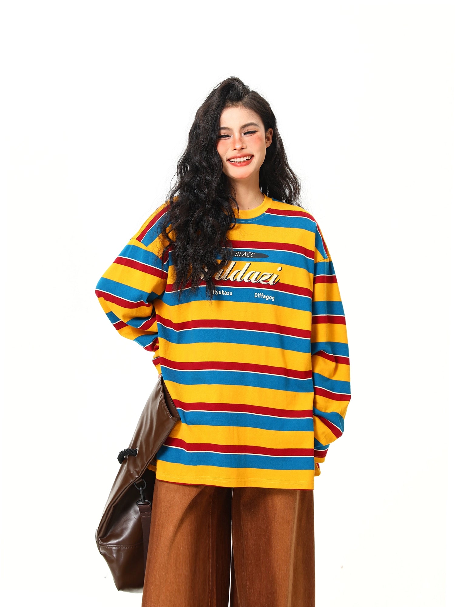 Wildazi Retro Striped Oversized Tee