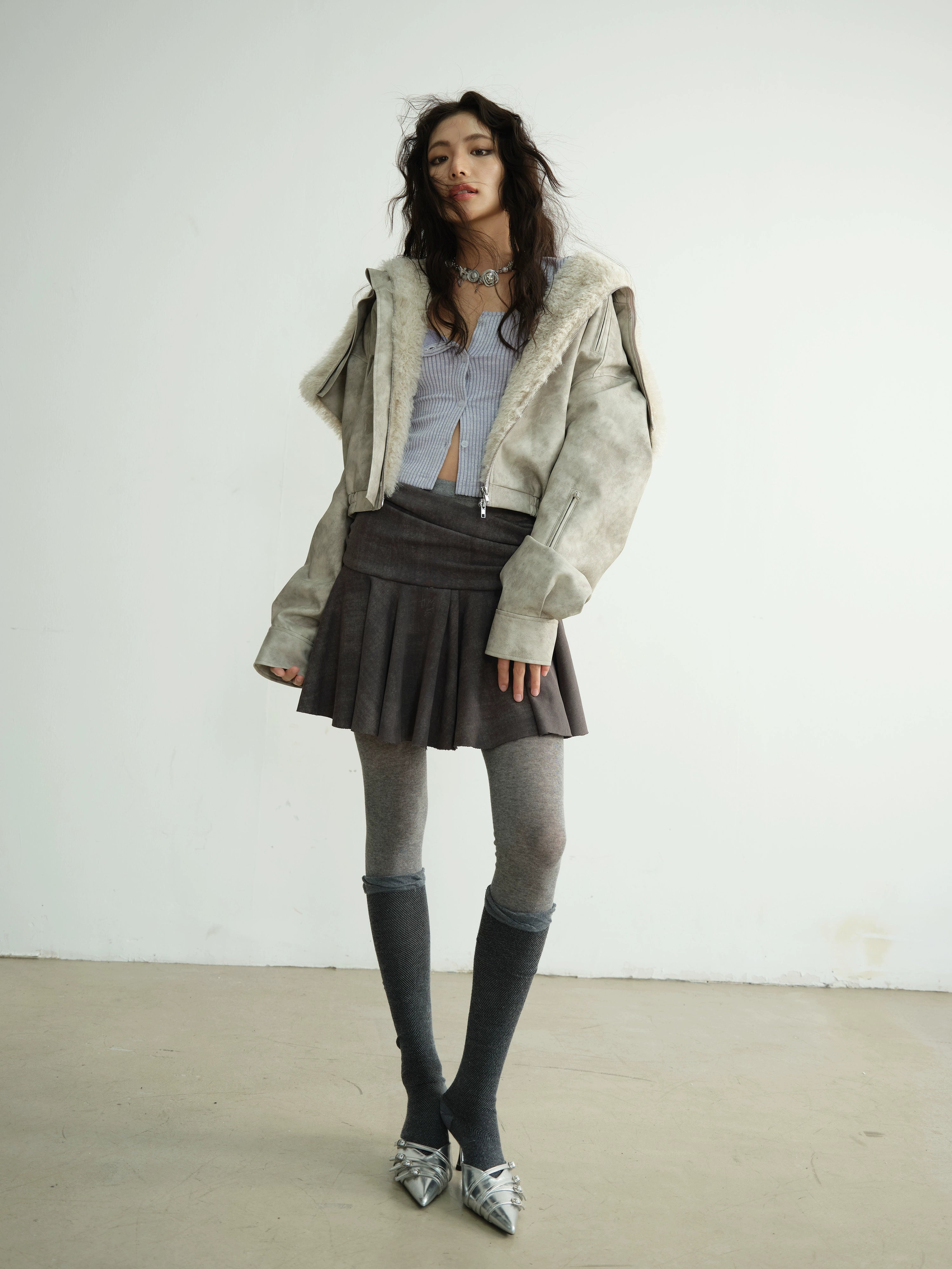 Faux Shearling Hooded Jacket