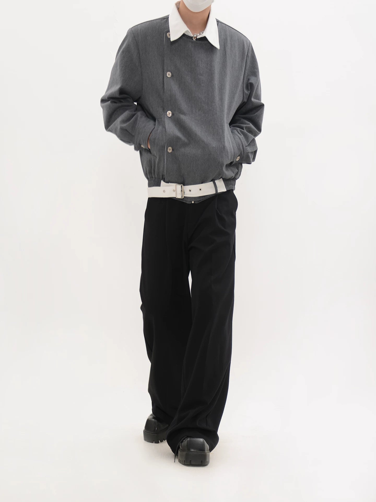 Asymmetric Button Front Blouson Jacket