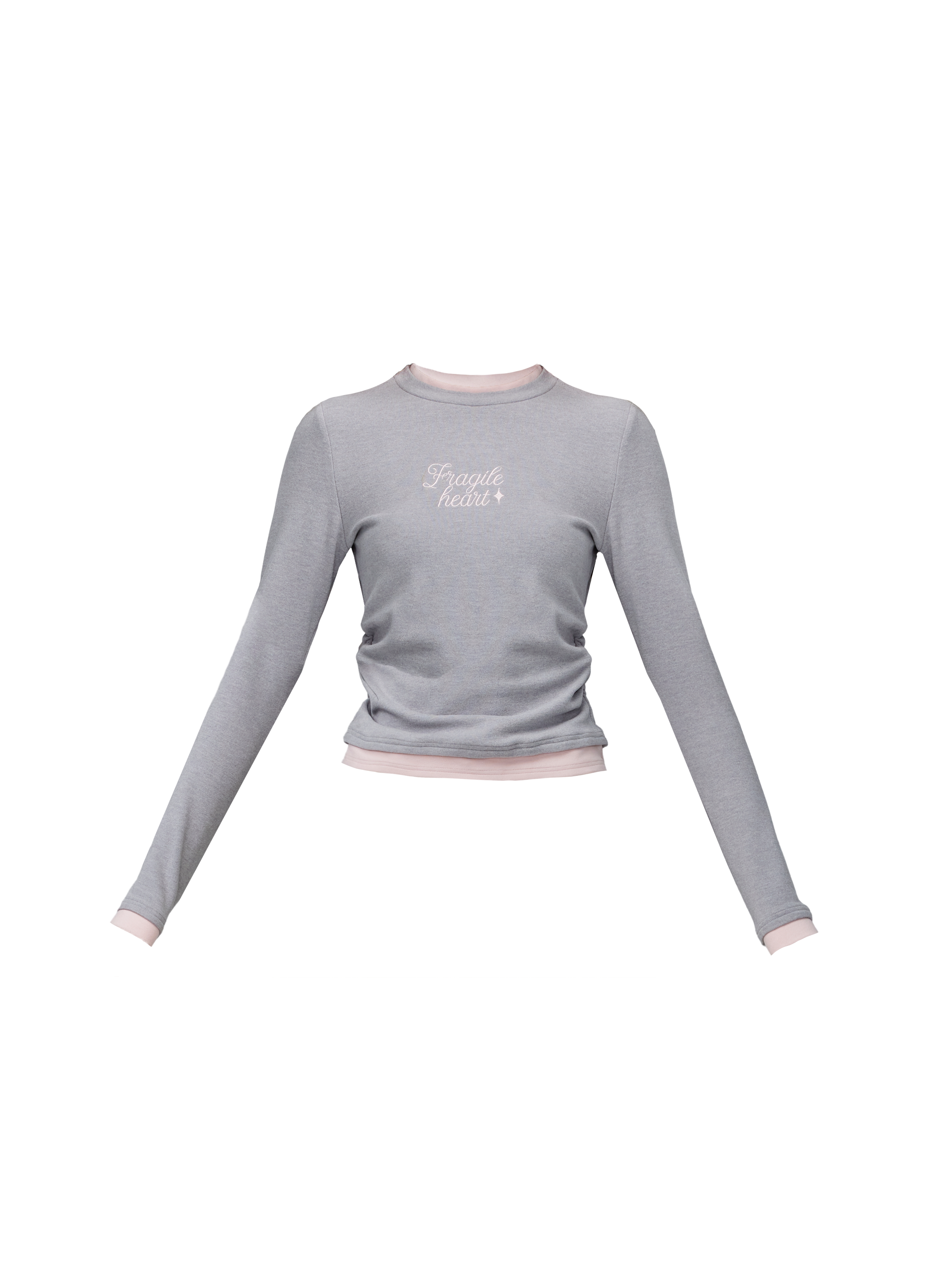 French Hearts Embroidered Long Sleeve Crop Top