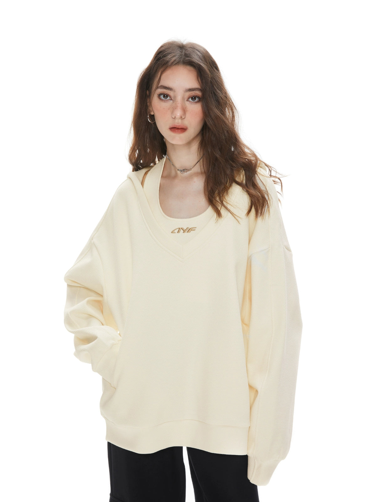 Oversized V-Neck Sweatshirt