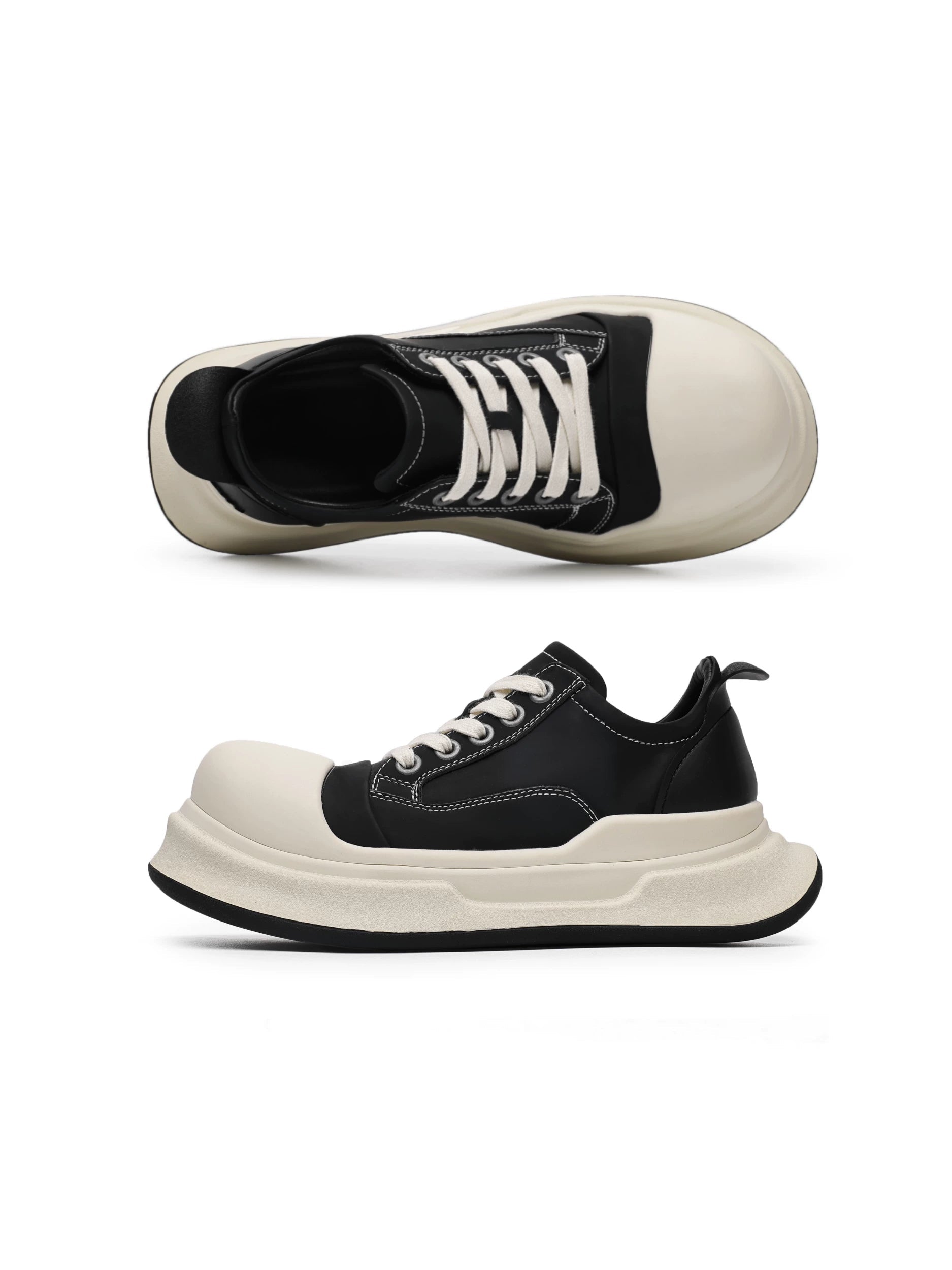 Black Big-Head Round Toe Platform Sneakers