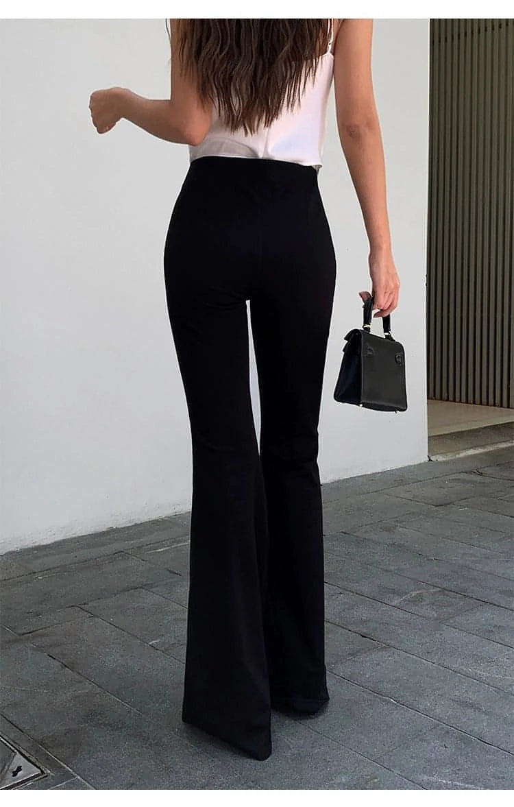 High-Waist Slimming Bell-Bottom Pants - chiclara