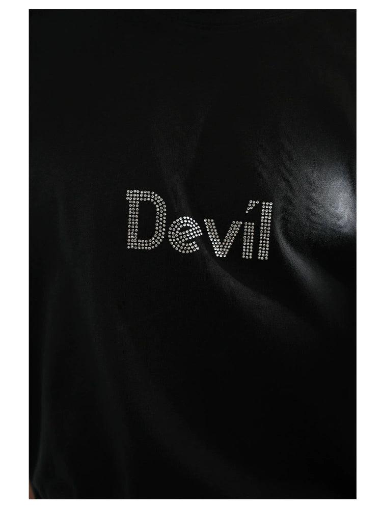 Devil Text Oversized T-Shirt - chiclara