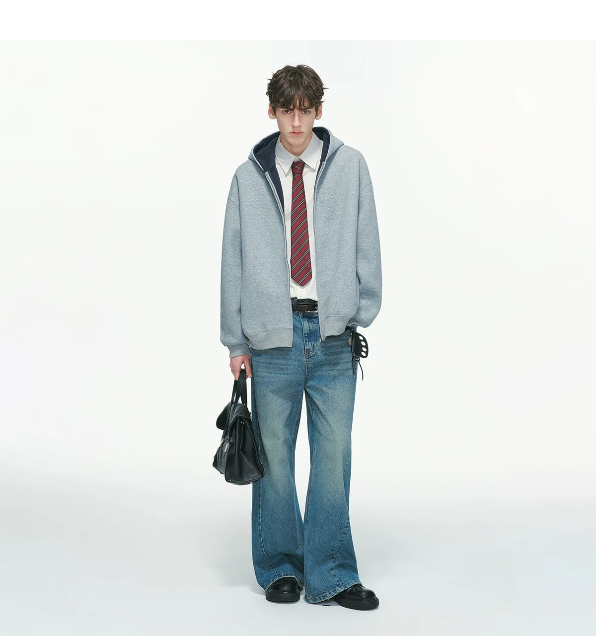 Dual-Tone Varsity Zip Hoodie