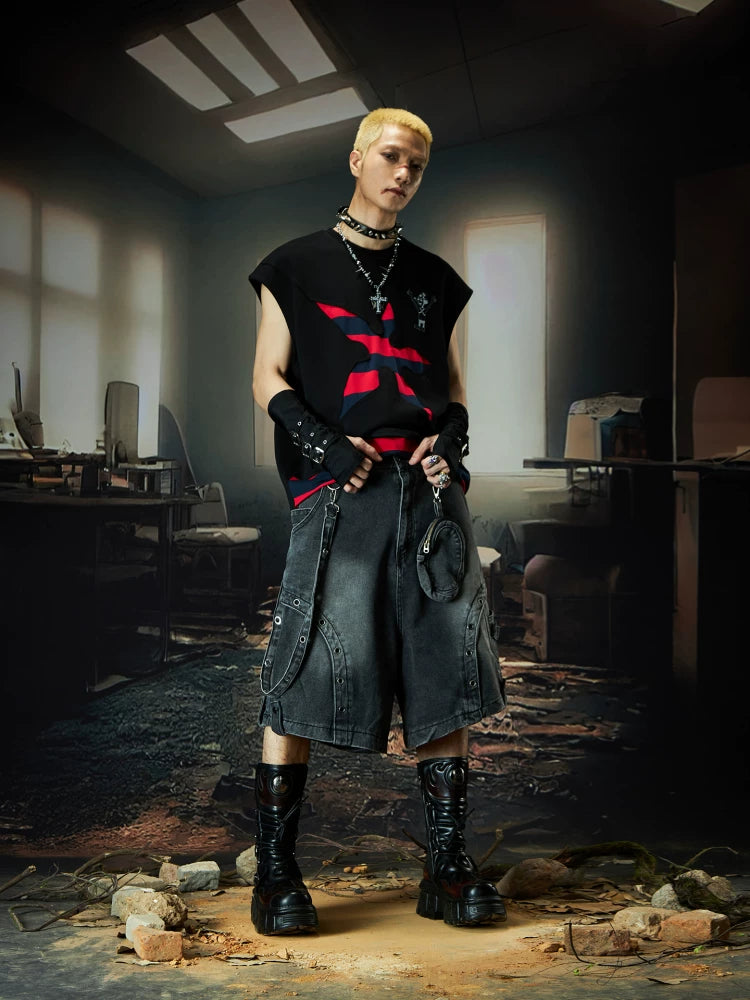 Wasteland Harness Cargo Denim Shorts