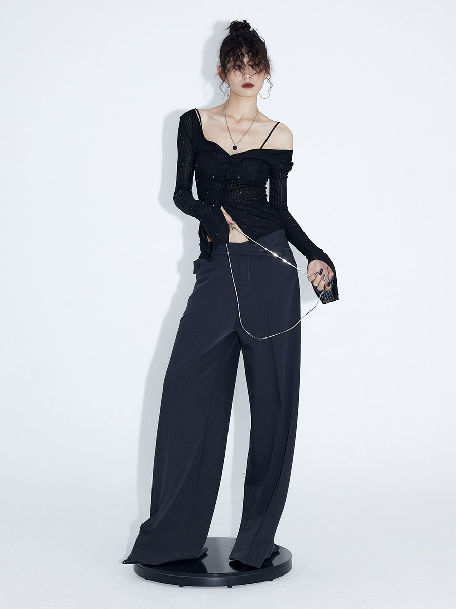 Galaxy Glint Ribbed Button Cardigan Top