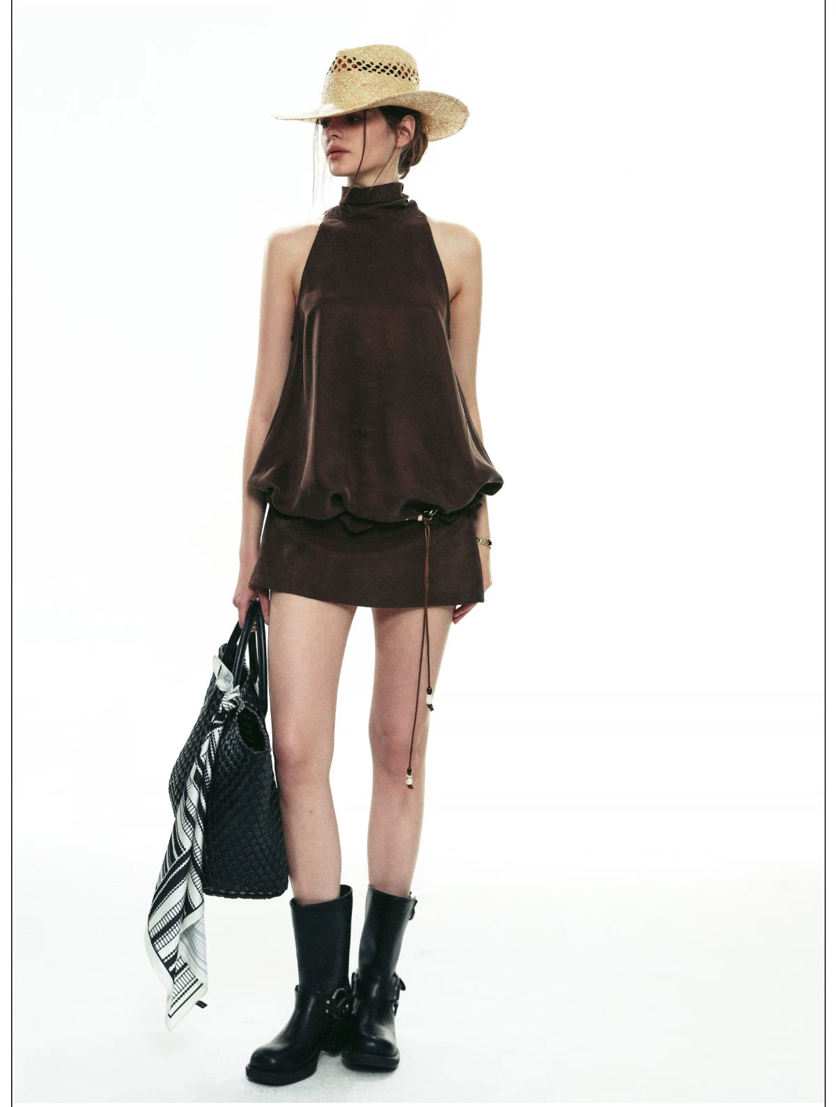 Espresso Nocturne Draped Halter Top