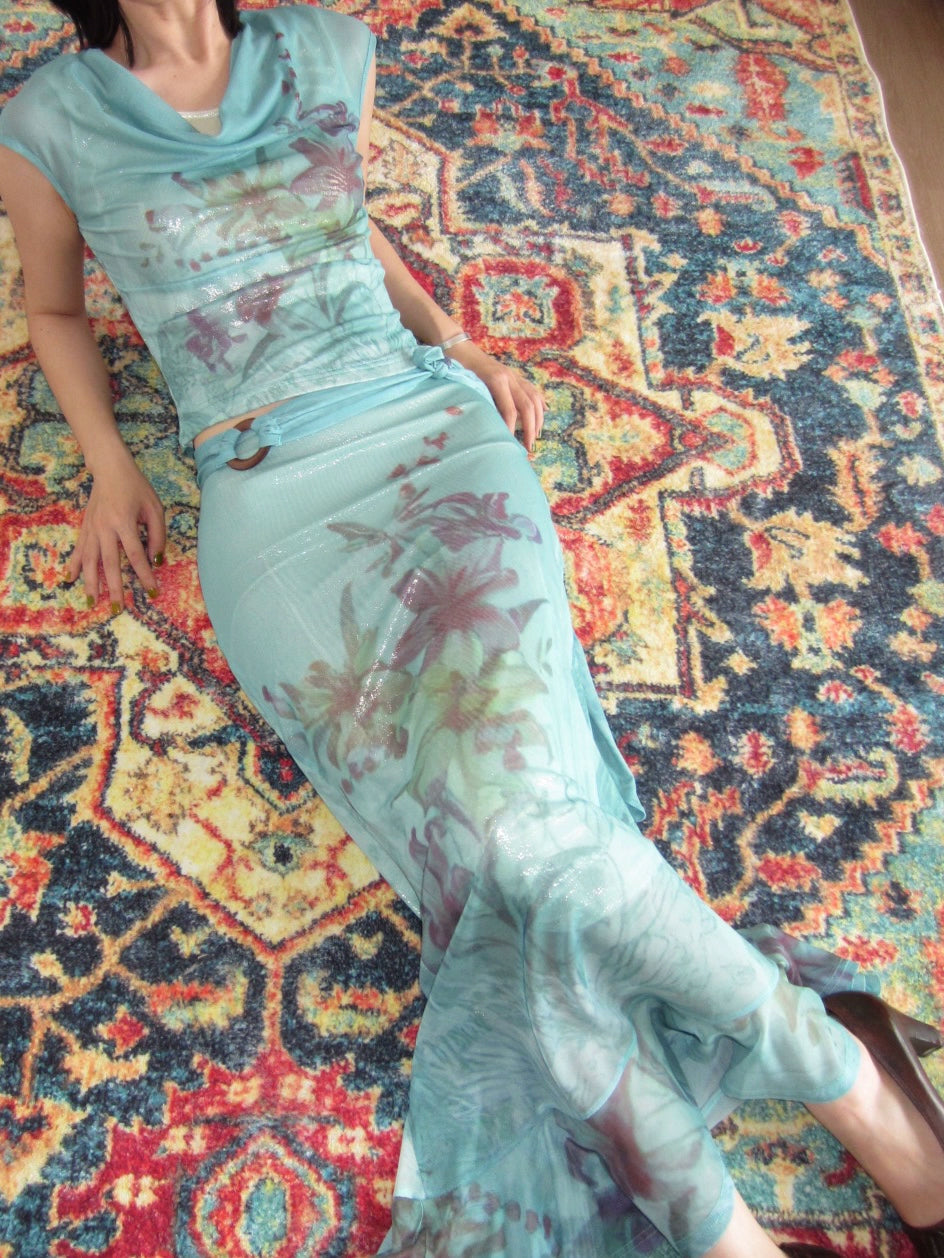 Aqua Floral Maxi Set