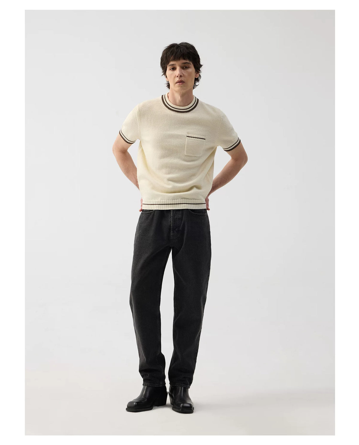 Camden Contrast-Trim Pocket Knit Tee