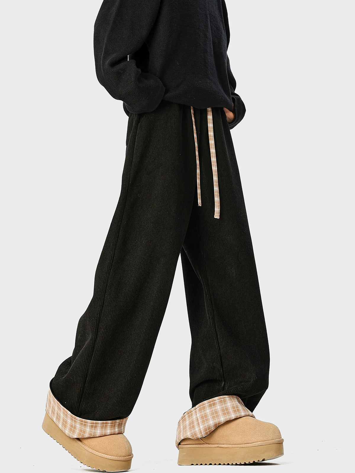 Check Cuff Corduroy Trousers