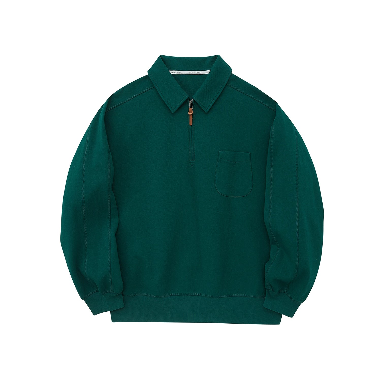 Half-Zip POLO Collar Pocket Oversized Sweatshirt