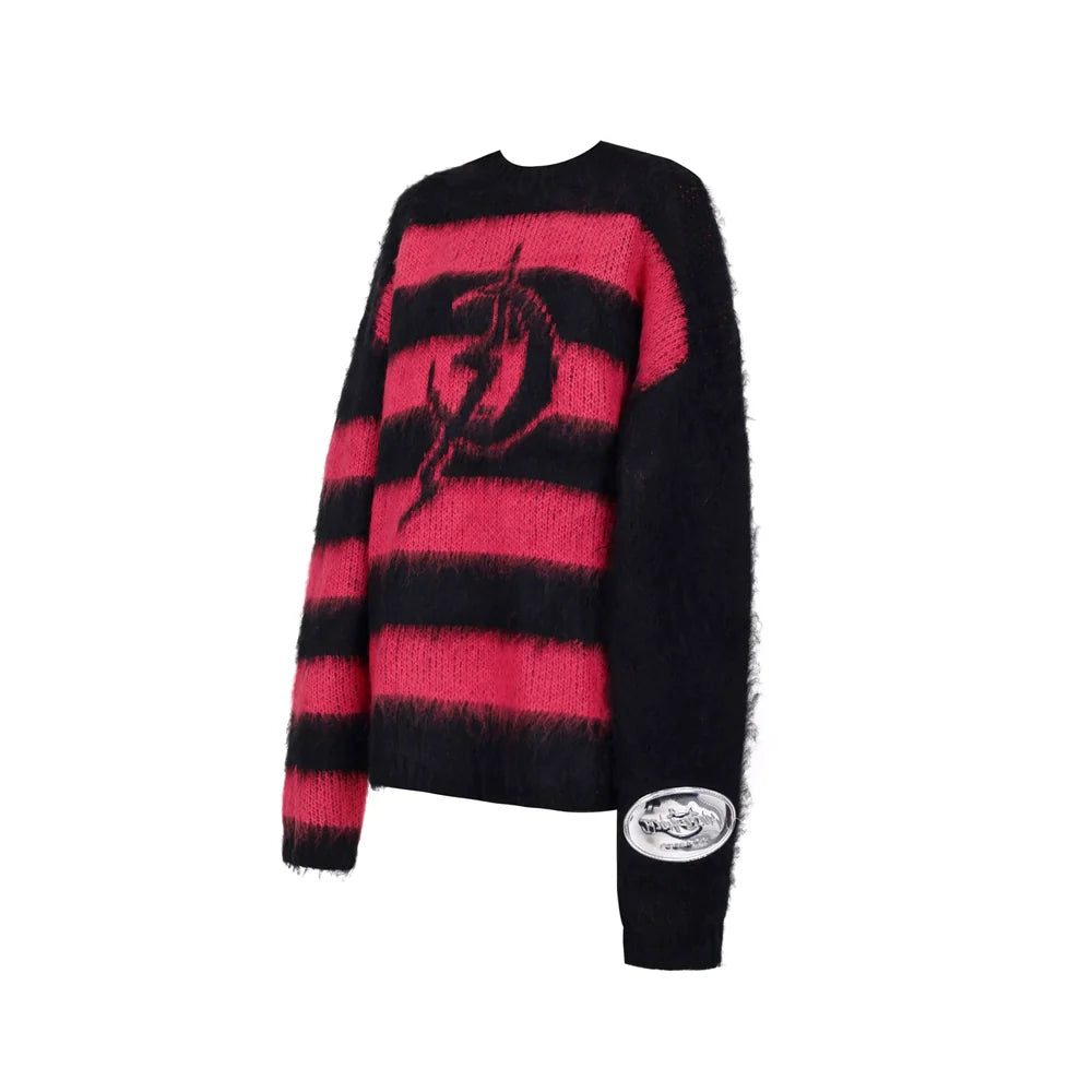 PINKSPINK Gothic Striped Oversized Sweater - Black and Red