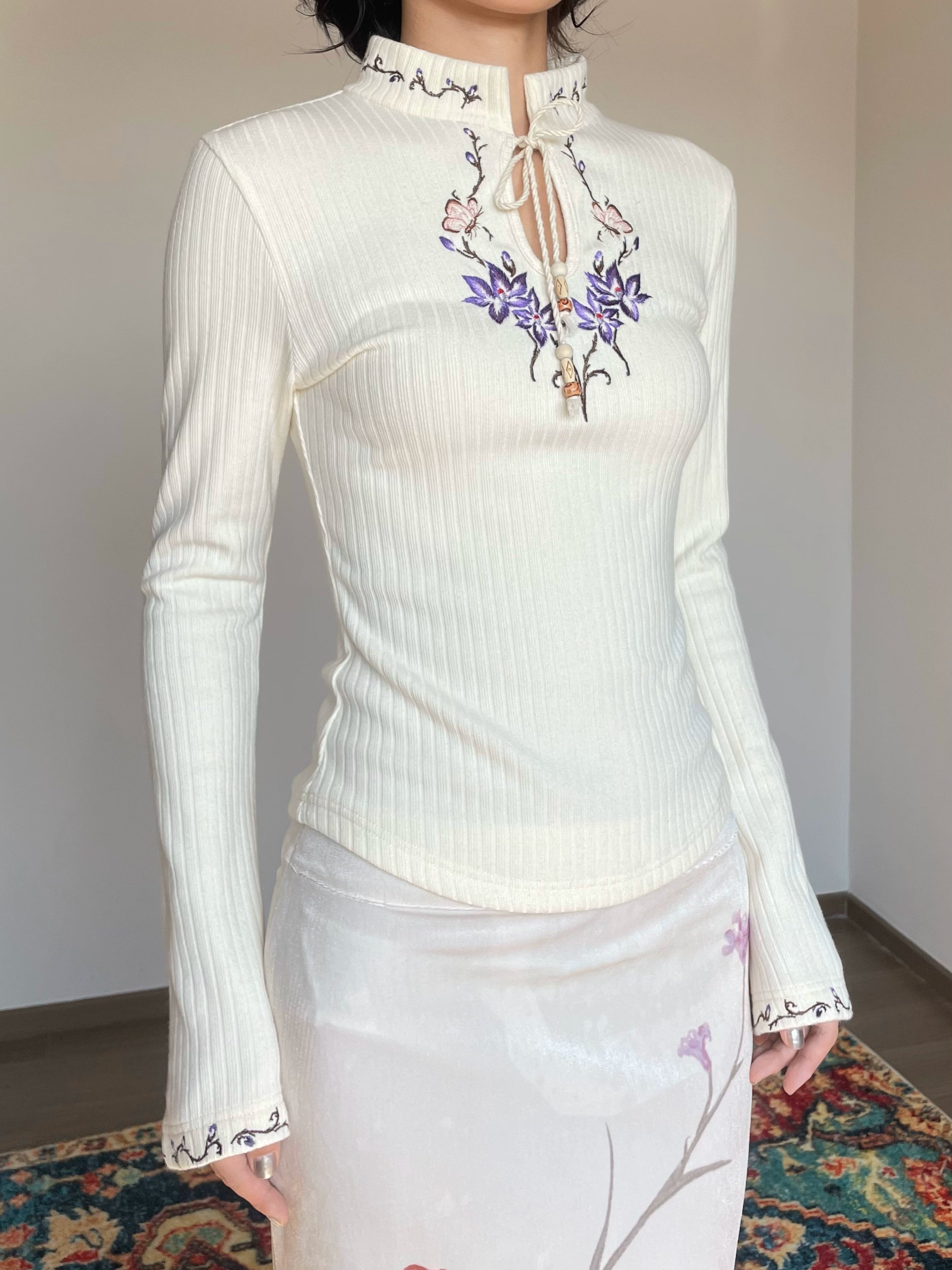 Floral Mandarin Sweater