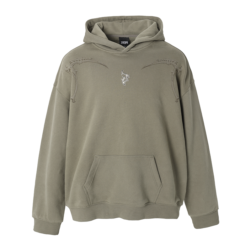 Mechanical Sickle Printed Hoodie - chiclara