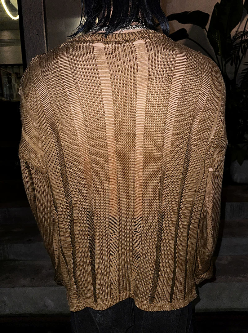 Rustveil Shredded Nightfall Knit Sweater