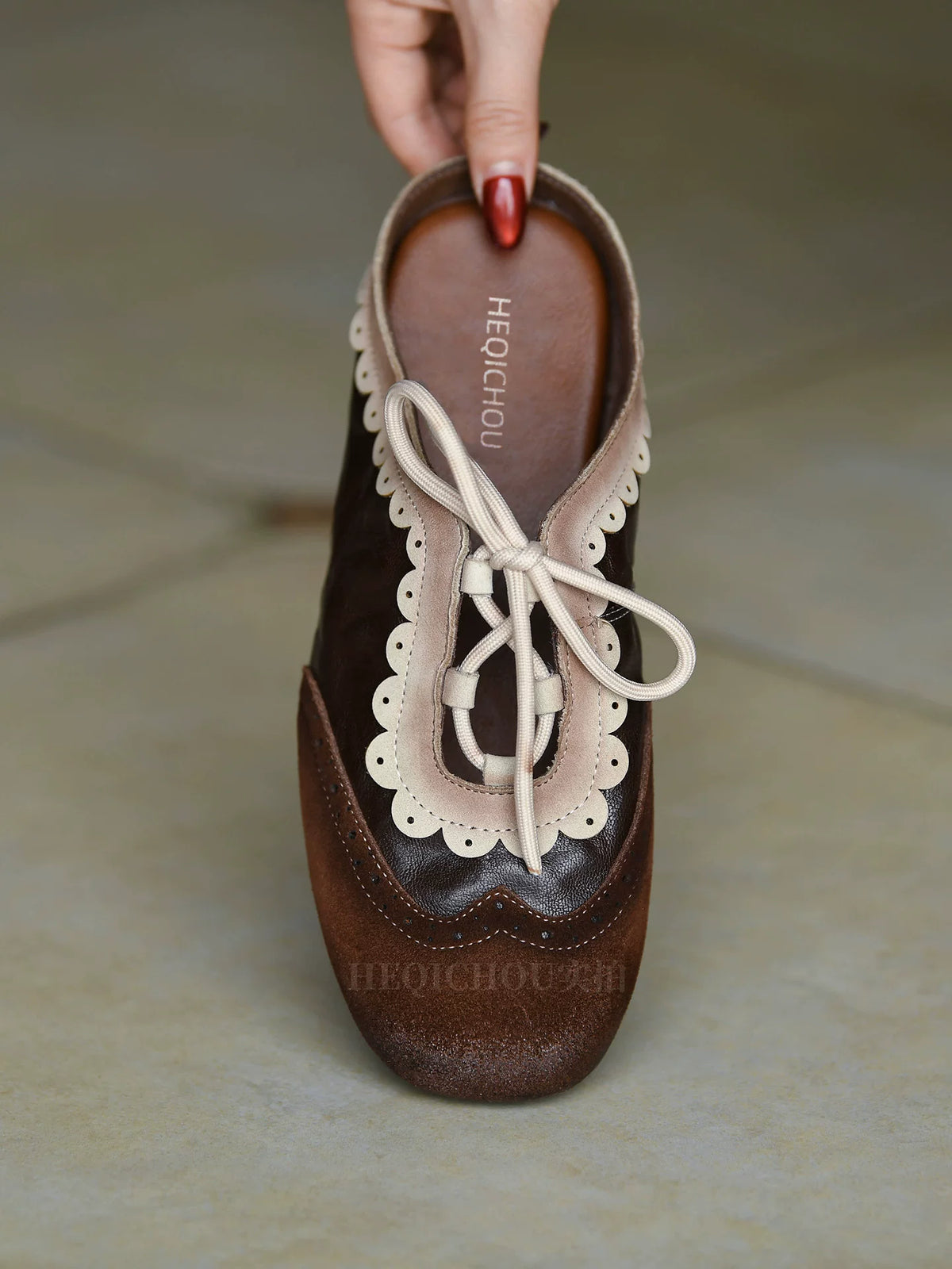 Rosalie Scallop Lace-Up Flats