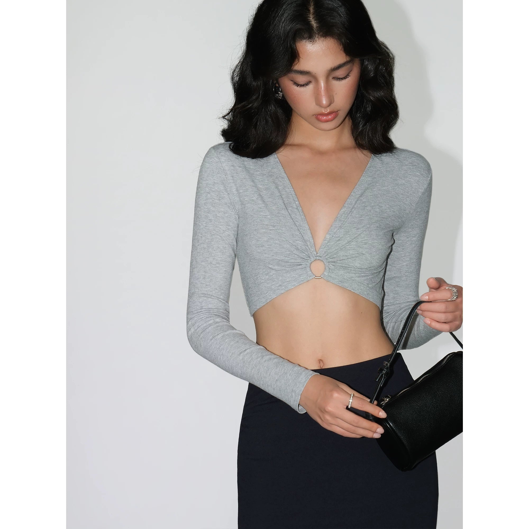 Ring Detail Plunge Crop Top