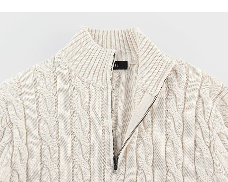 Cable Crest Half-Zip Aran Sweater