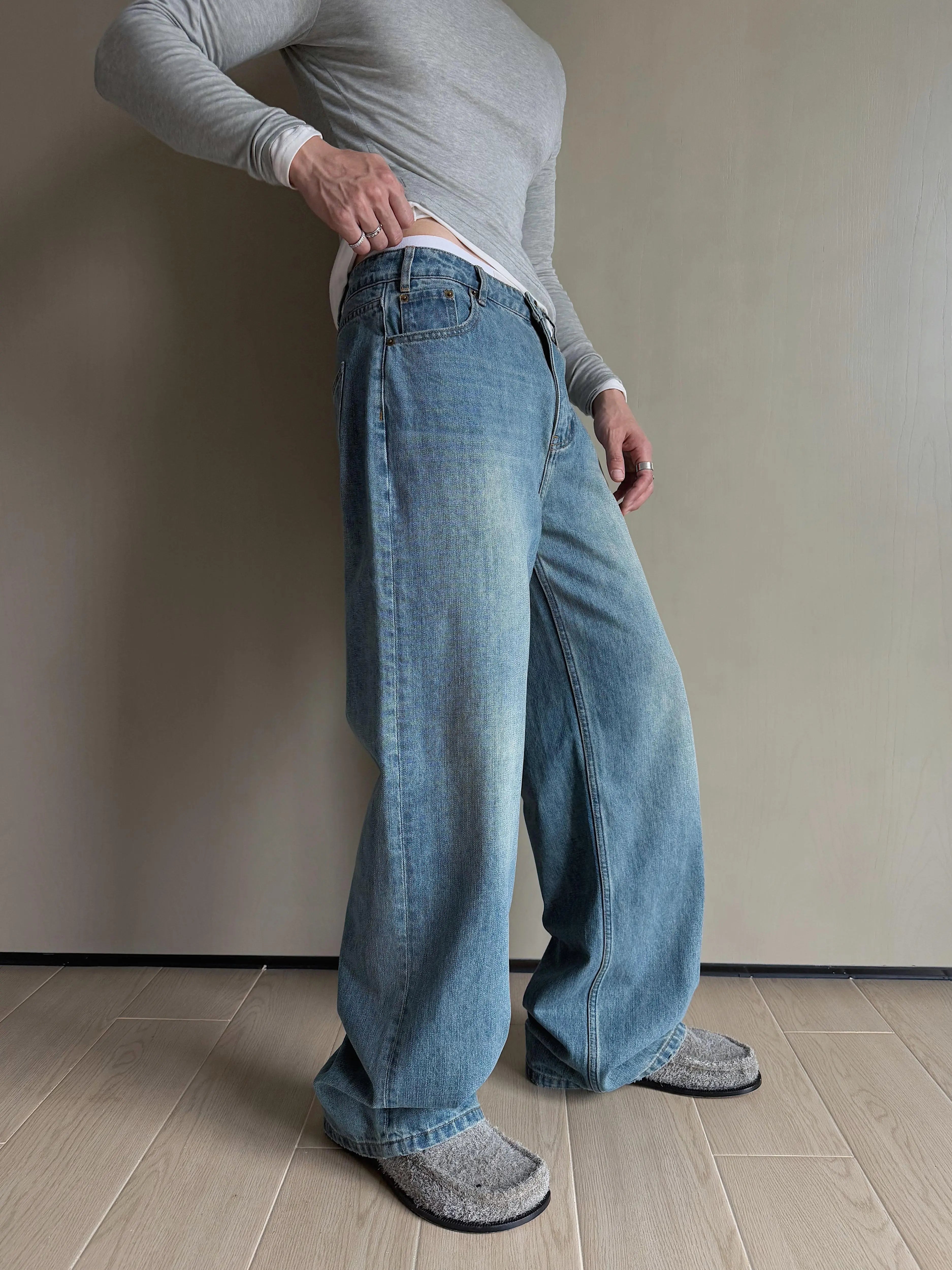 Vintage Wide Leg Baggy Denim Jeans