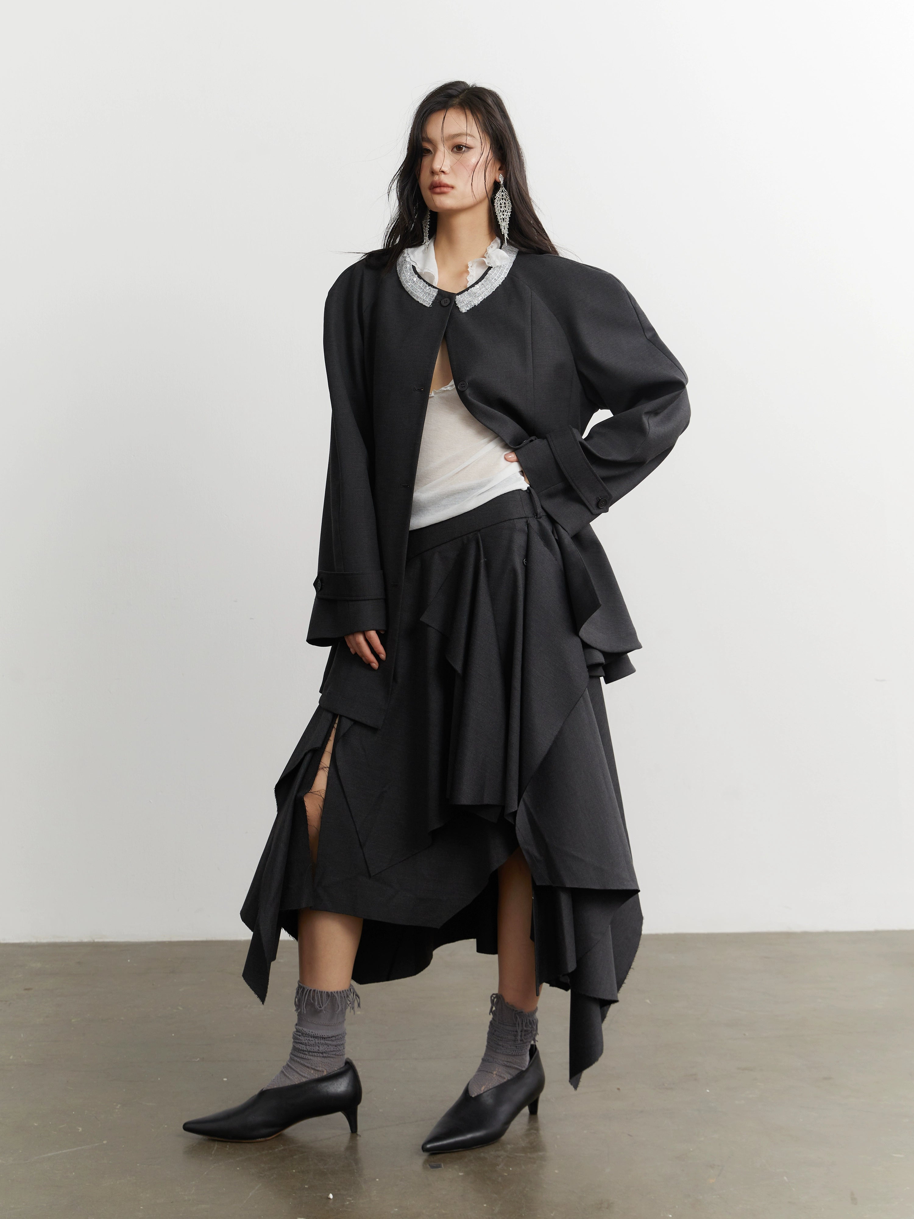 Silver Halo Pleated Swing Shirt