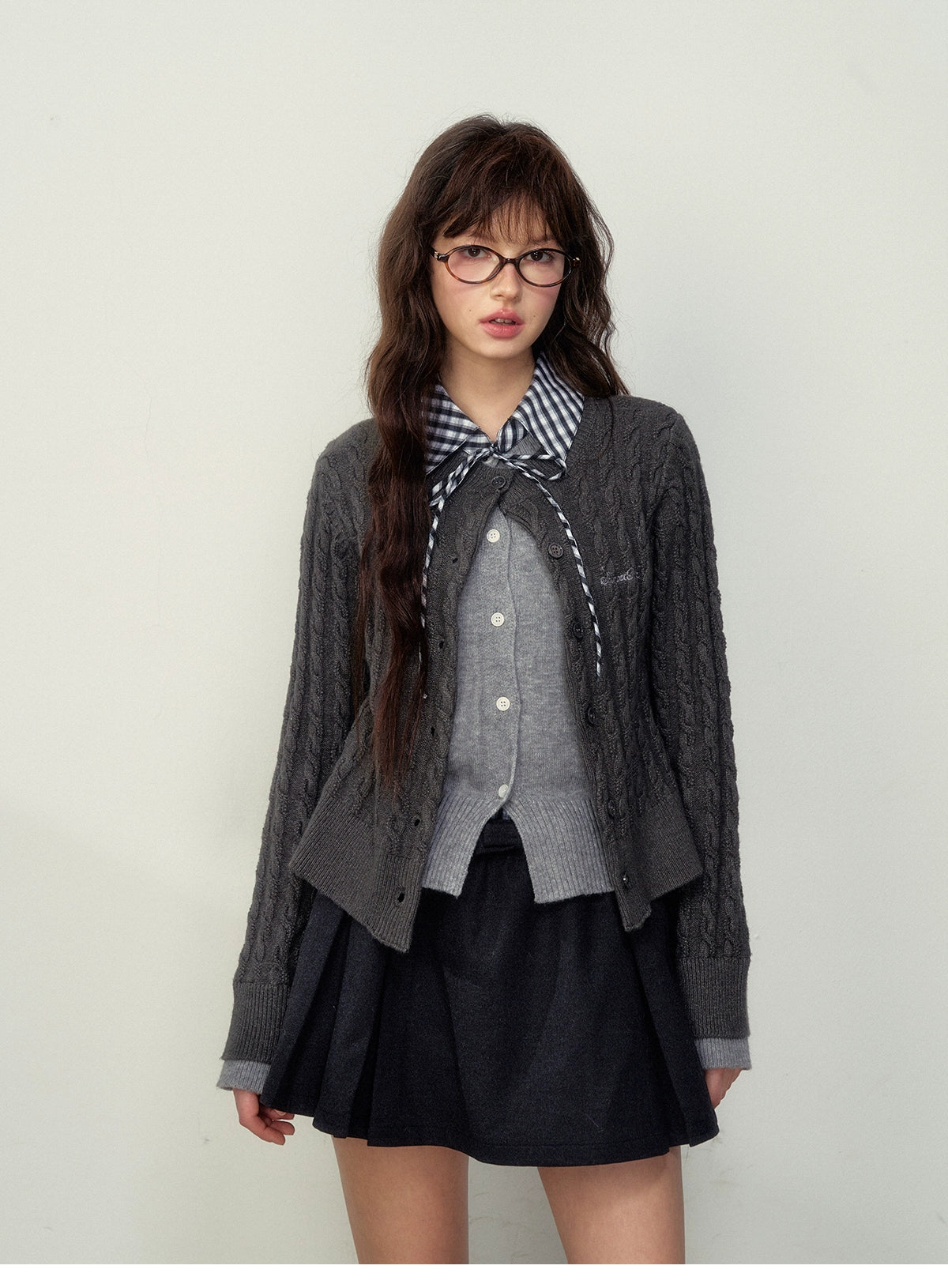 Cable Knit Preppy Style Cardigan