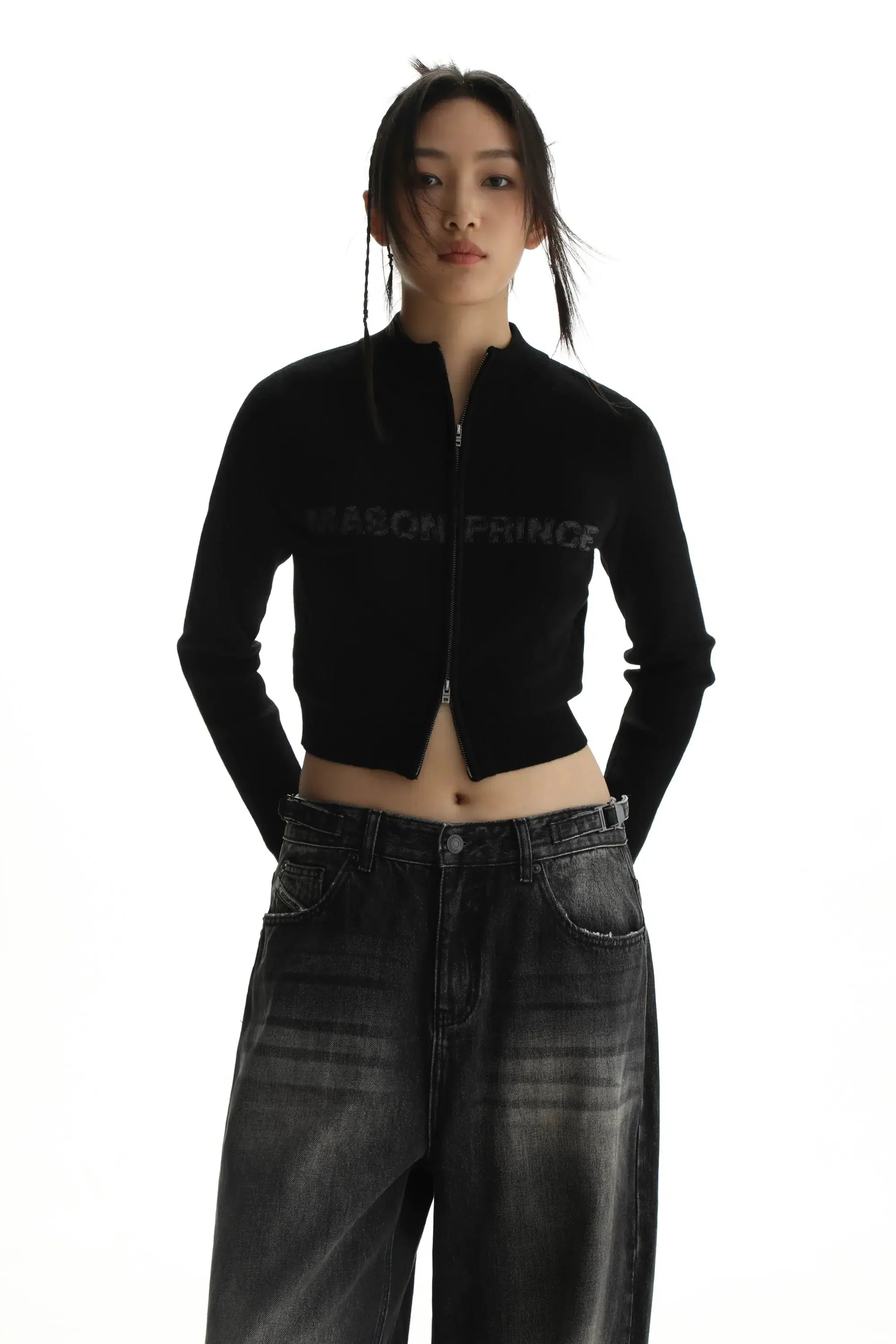 Cropped Jacket with Logo in Slim Fit - chiclara