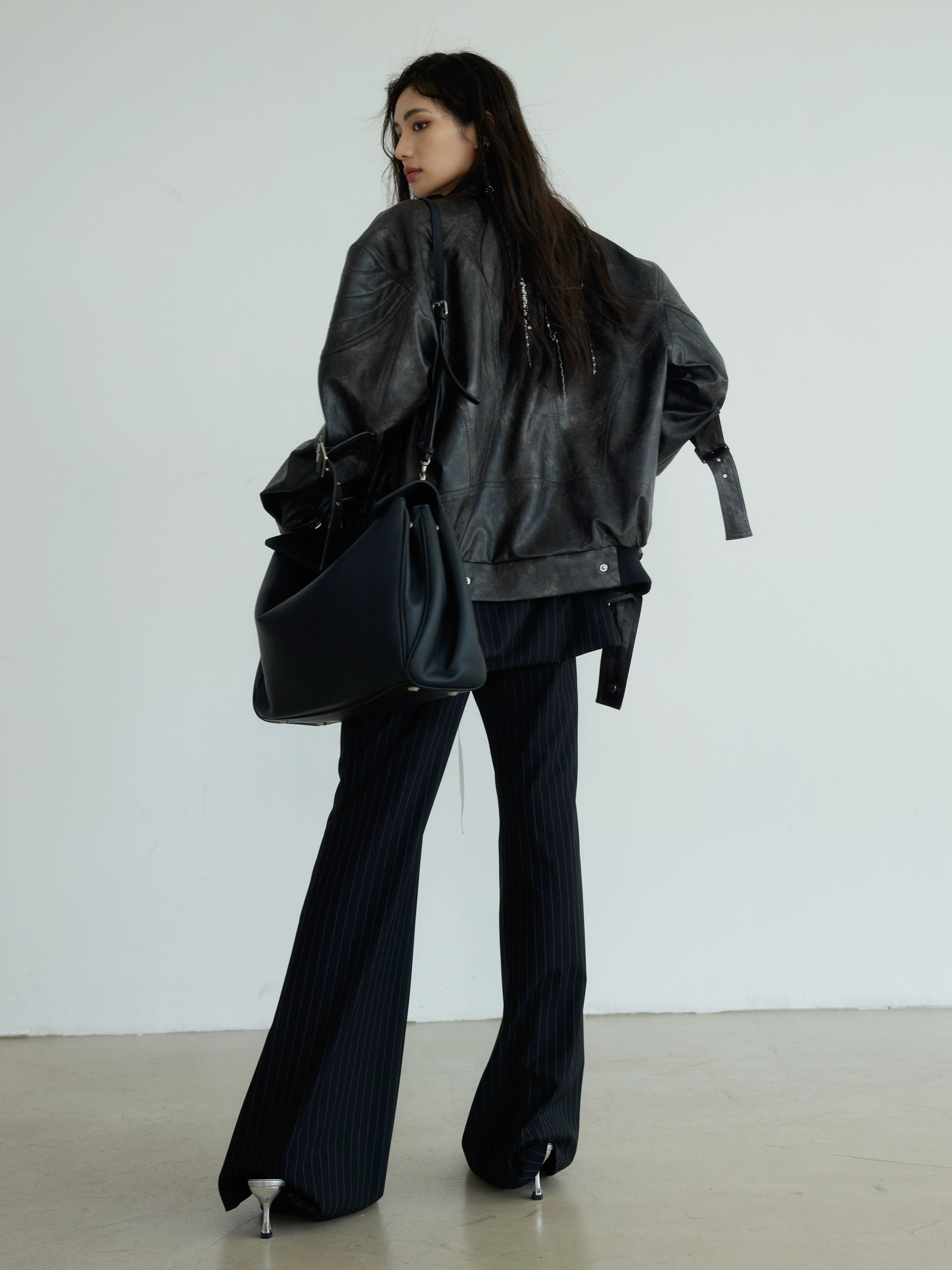 Oversized Leather Biker Jacket