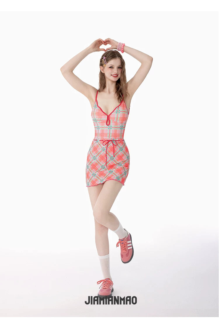 Candy Plaid Court Mini Skirted Suit
