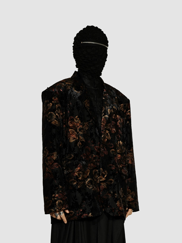 Black Floral Pattern Blazer