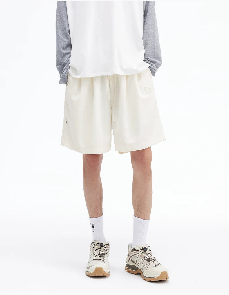 Embroidered Drawstring Bermuda Shorts